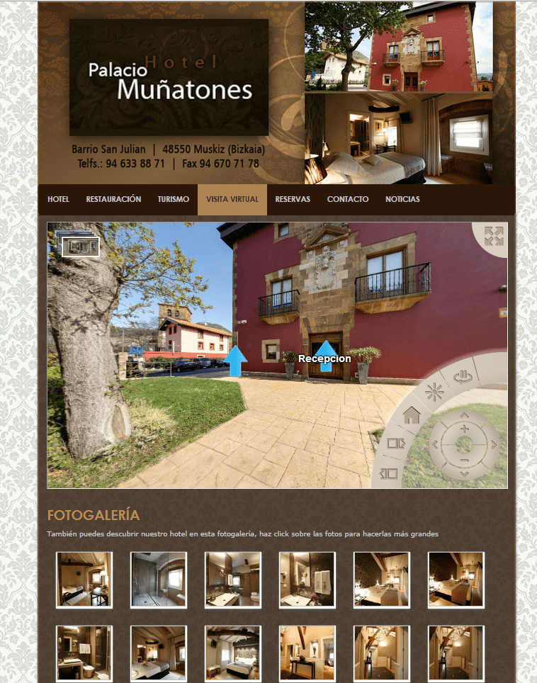 Diseño de Página Web Hotel Palacio Muñatones con Visita Virutal del Hotel