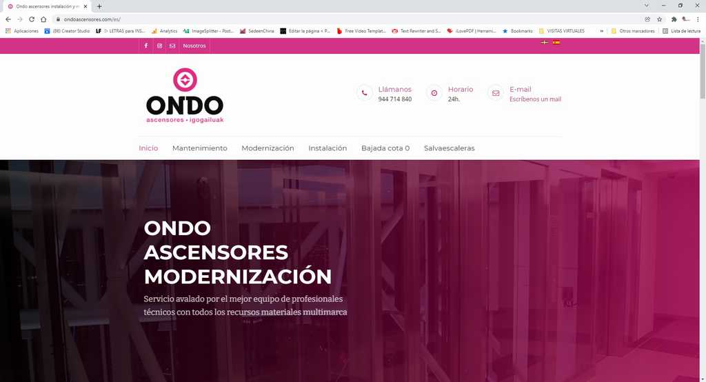 Diseño de página web para empresa de ascensores