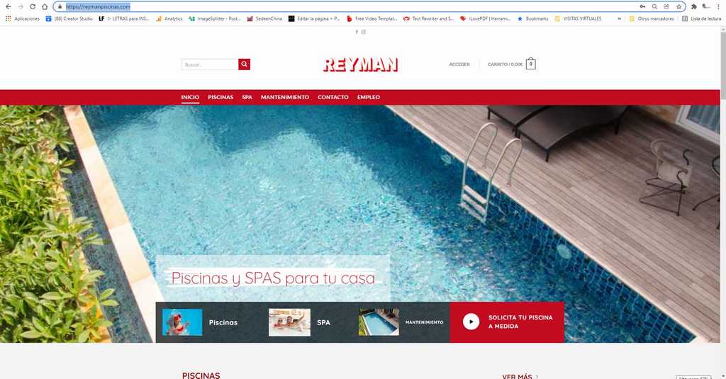 Diseño de página web para empresas de piscinas woocommerce-tiendas online