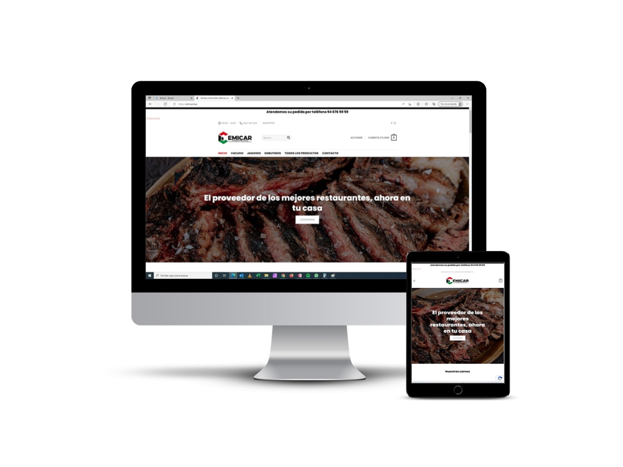 Diseño de pagina Web para empresa cárnica tienda online