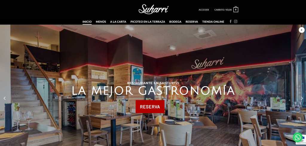 engranaje Alas Polvo Diseño de página web para el restaurante Suharri