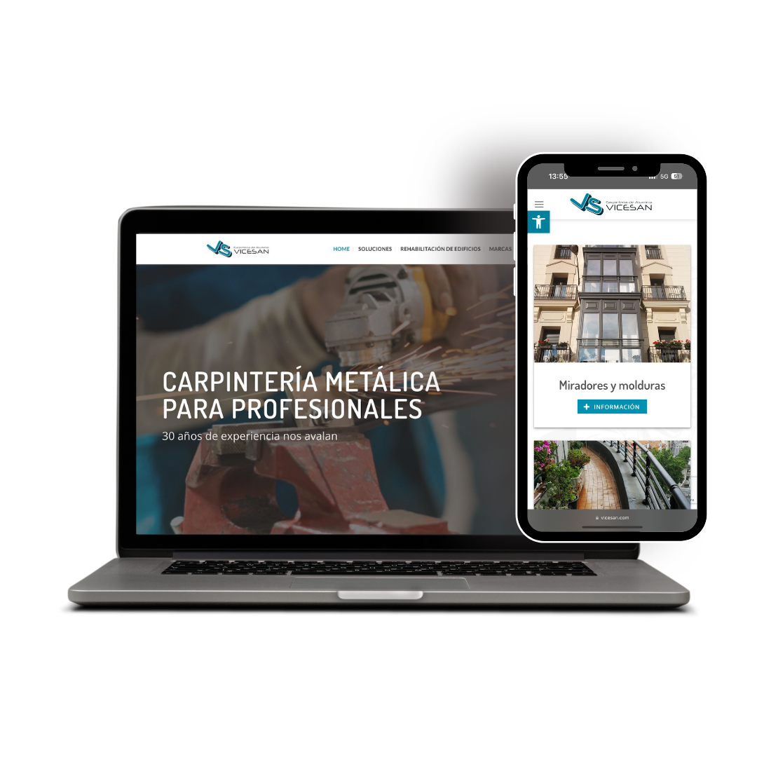 Diseño de página web para empresa de carpintería metálica Vicesan